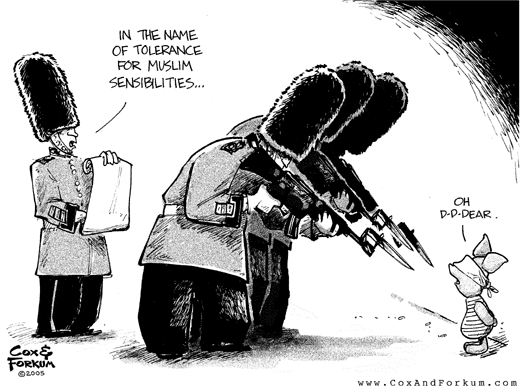 allen_forkum black_and_white blindfold cartoon english_text execution greyscale gun john_cox monochrome piglet political ranged_weapon rifle scroll soldier text uniform weapon winnie_the_pooh winnie_the_pooh_(franchise)