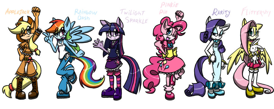 anthro applejack_(mlp) fluttershy_(mlp) friendship_is_magic hasbro my_little_pony pinkie_pie_(mlp) rainbow_dash_(mlp) rarity_(mlp) sonic_style twilight_sparkle_(mlp) why_does_it_work