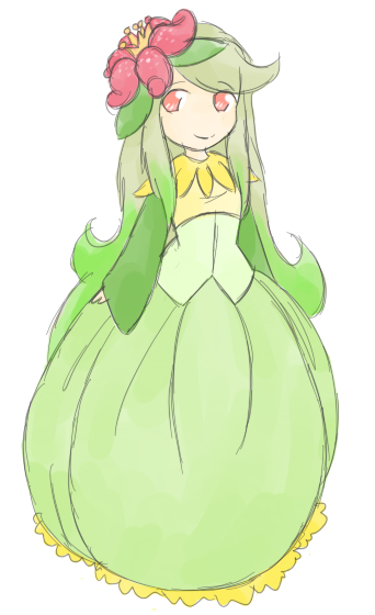 chibicyndaquil flower gijinka green_hair lilligant orange_eyes personification pokemon