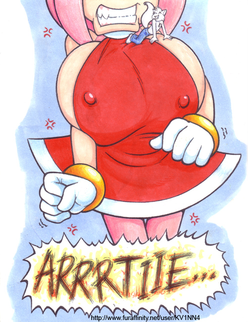 angry anthro artie big_breasts breasts female grin huge_breasts hyper hyper_breasts male nipples rage sega size_difference sonic_(series) teeth vkyrie