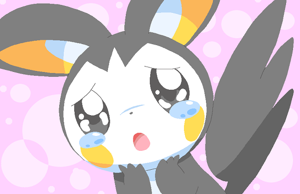 big_ears cute emolga flying_squirrel frown grey_eyes looking_at_viewer mammal neezumi nintendo open_mouth pok&#233;mon pok&eacute;mon rodent solo squirrel tail tears video_games