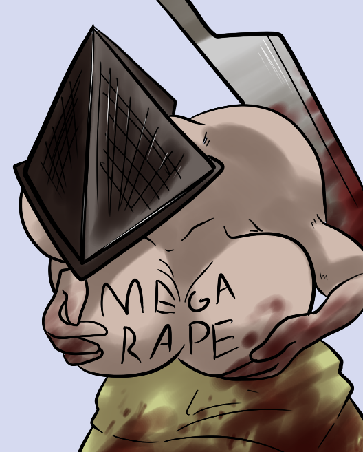blood breast_grab breasts crossgender female giant_knife holding_breasts mega_milk meme nightmare_fuel pyramid_head silent_hill solo sword topless unknown_artist video_games weapon