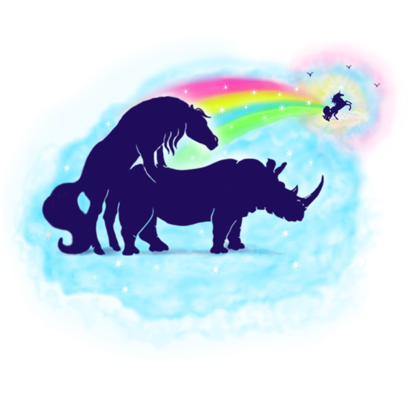 doggystyle duo equine female feral feral_on_feral from_behind horn horse interspecies male mammal phil_jones plain_background rainbow rhino rhinoceros sex straight unicorn white_background