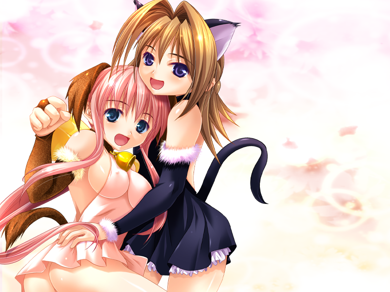 2girls aneimo_2 animal_ears bootup! cat_ears cat_tail dog_ears dog_tail game_cg multiple_girls nekomimi pencil_(artist) tail