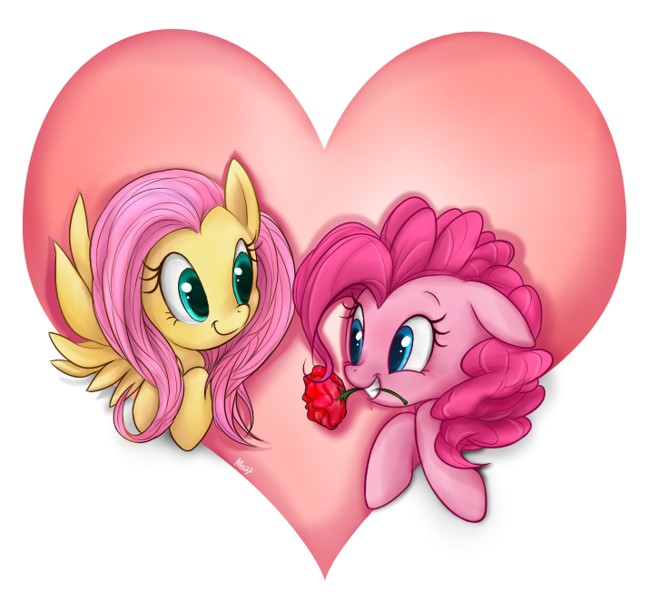 &hearts; alpha_channel equine female feral flower fluttershy_(mlp) friendship_is_magic fur hair hasbro holidays horse long_hair mammal mn27 my_little_pony pegasus pink_fur pinkie_pie_(mlp) plain_background pony rose smile unknown_artist valentine's_day valentines_day wings