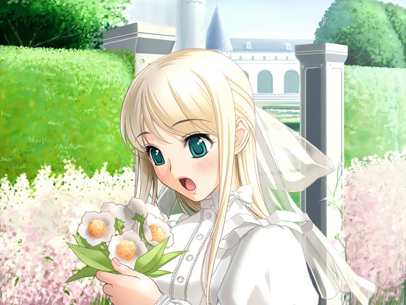 1girl aqua_eyes arm_grab bent_over blonde_hair blush breasts corset doggystyle elbow_gloves erect_nipples flower game_cg gif gloves hanging_breasts hime_to_boin julietto large_breasts open_mouth outdoors princess_juliette saliva sano_toshihide sex solo sweat thighhighs tiara
