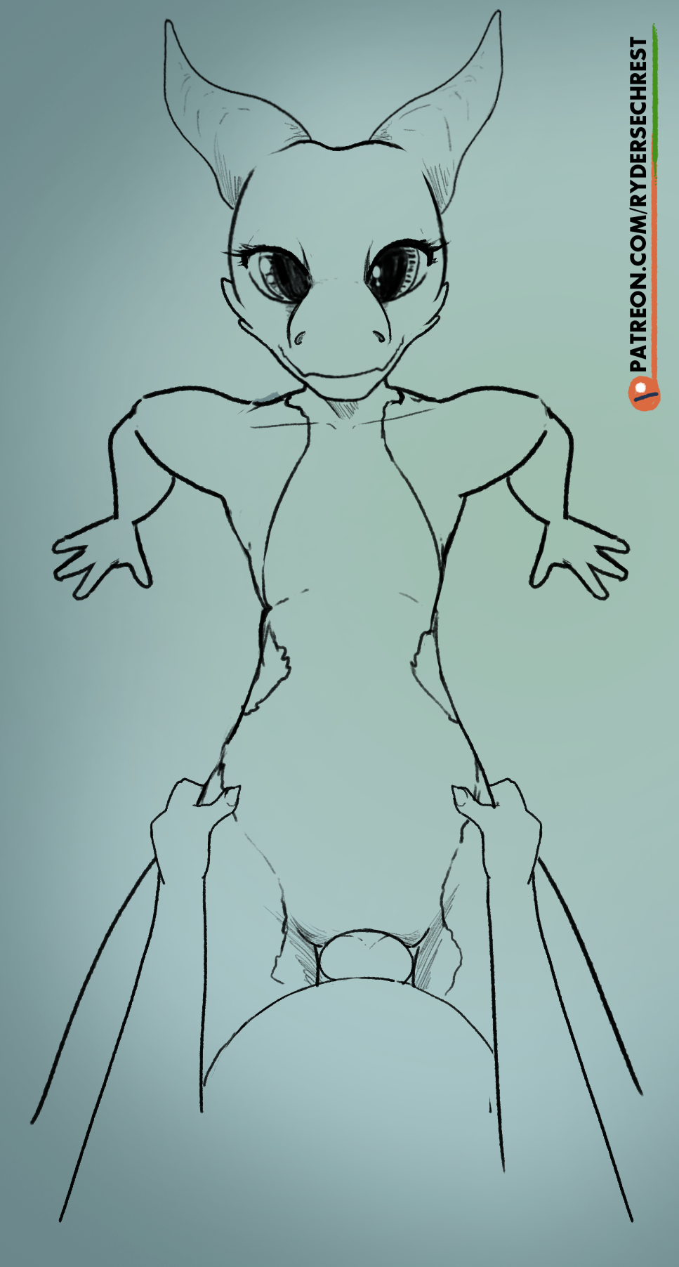 2018 anthro digital_media_(artwork) duo female kobold looking_at_viewer male nude penetration penis pussy ryder_sechrest sex simple_background smile solo_focus