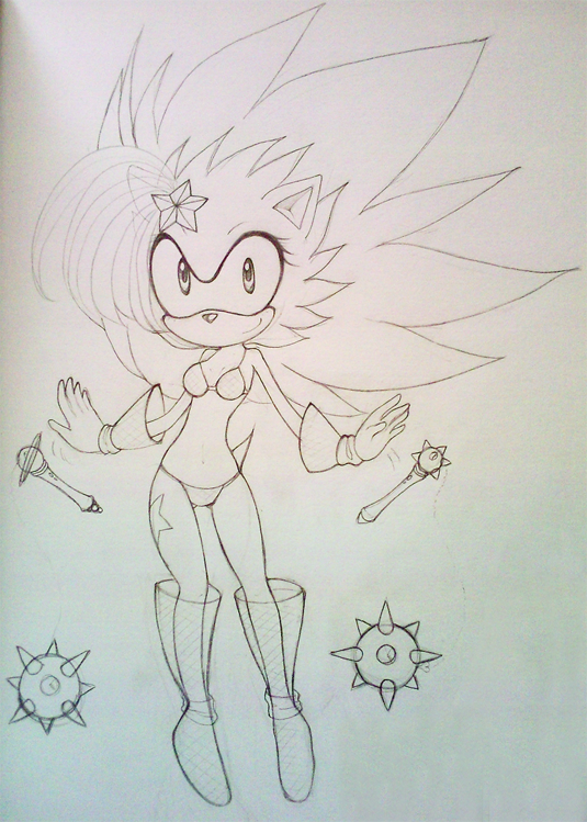 black_and_white boots clothed clothing female monochrome navel original_character plain_background sega sketch skimpy solo sonic_(series) sonic_fancharacter star swimsuit thong unknown_artist white_background