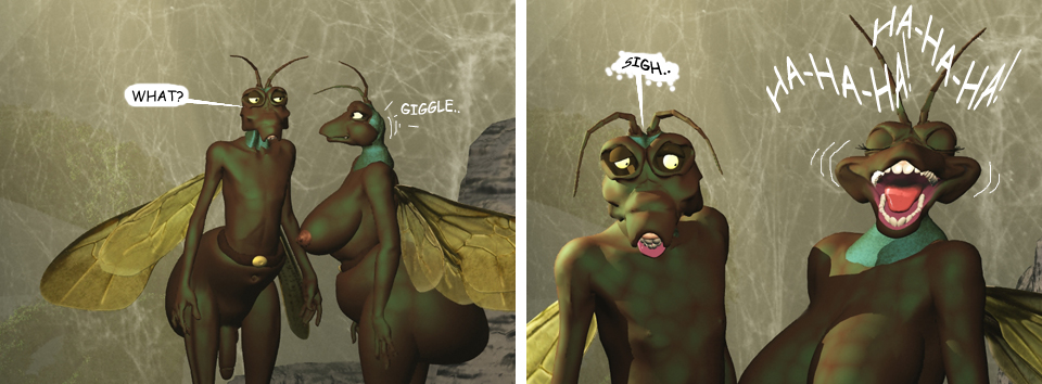 and boobs! breasts bugsblasters butt comic female insect male nipples penis unknown_artist wings