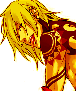 1boy blonde_hair character_request gunji jewelry lowres male male_focus piercing simple_background solo tattoo togainu_no_chi tongue yellow_eyes