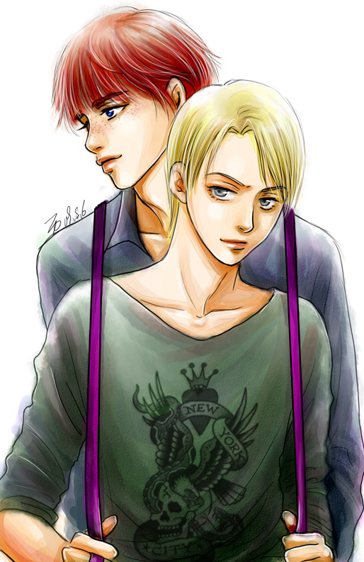 2boys blonde_hair draco_malfoy harry_potter male red_hair ron_weasley tagme