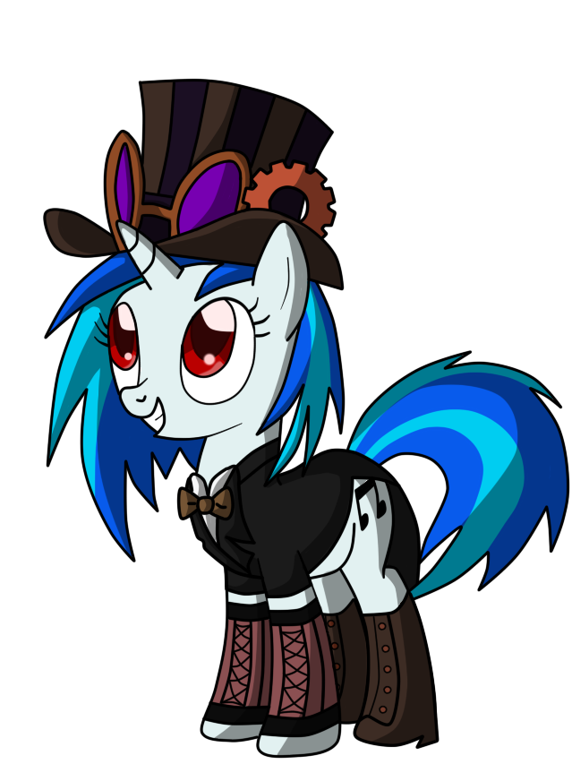 alpha_channel boots bow_tie clothing cutie_mark equine eyewear female feral filipinoninja95 friendship_is_magic goggles hair hat horn horse mammal my_little_pony plain_background pony red_eyes solo steampunk tail transparent_background two_tone_hair unicorn vinyl_scratch_(mlp)