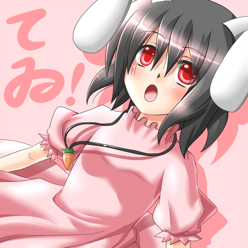 animal_ears black_hair bunny_ears character_name hanazome_dotera inaba_tewi jewelry pendant red_eyes solo touhou