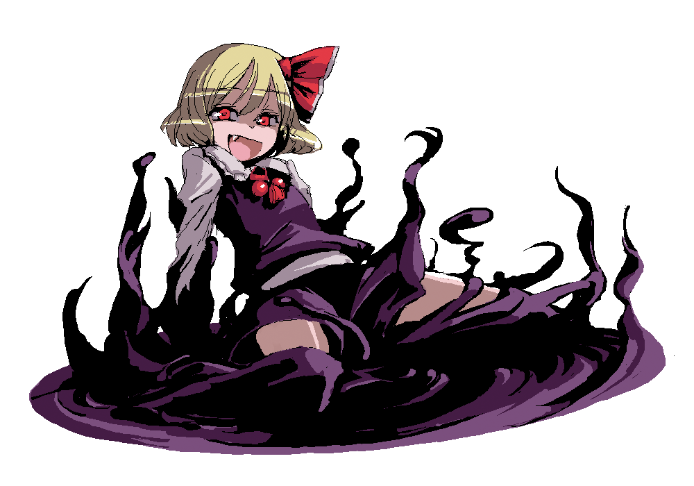 blonde_hair fang female girl open_mouth red_eyes rumia simple_background the_embodiment_of_scarlet_devil touhou youkai