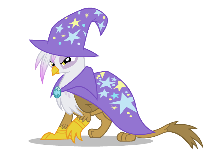 avian beak brown_body cape claws costume feathers female feral friendship_is_magic gem gilda gilda_(mlp) gryphon hat looking_at_viewer mixermike622 my_little_pony robe solo stars the_great_and_powerful vector white_head wizard_hat yellow_eyes