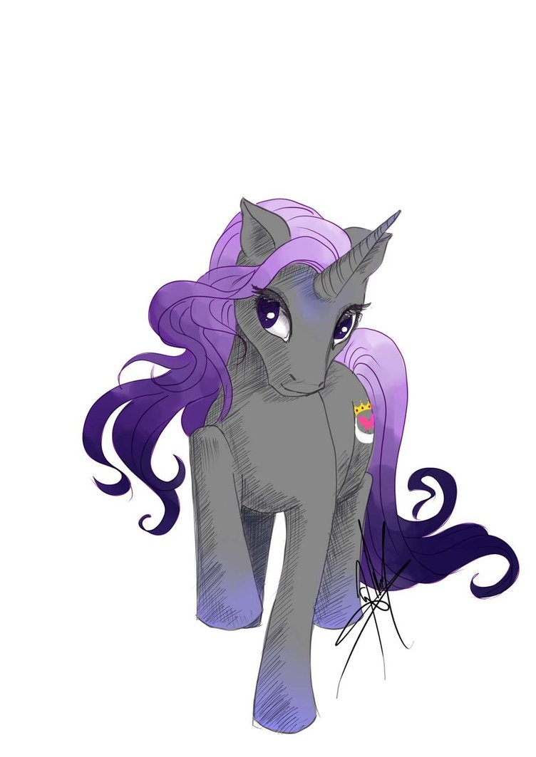 butterfly_cutie_mark dark_gray_body dark_purple_eyes equine female fur gray_body grey_fur hair horn horse ladyamaltea lifted_hoof light_purple_hair long_hair looking_at_viewer mammal my_little_pony original_character plain_background pony purple_eyes purple_hair purple_markings short_hair solo two_tone_hair unicorn white_background