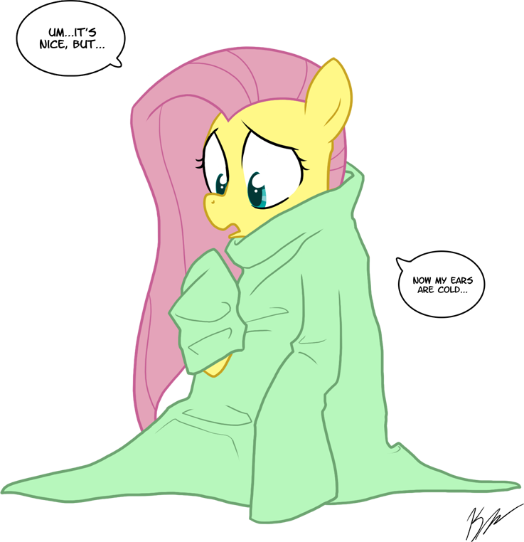 2011 alpha_channel avoid_posting blue_eyes egophiliac english_text equine female fluttershy friendship_is_magic horse my_little_pony pegasus pink_hair pony snuggie solo wings yellow_body