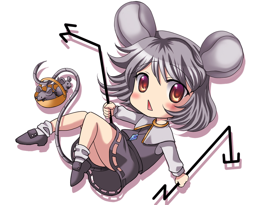 :&lt; animal_ears bad_id bad_pixiv_id chibi green_eyes motatei mouse mouse_ears mouse_tail nazrin red_eyes solo tail touhou