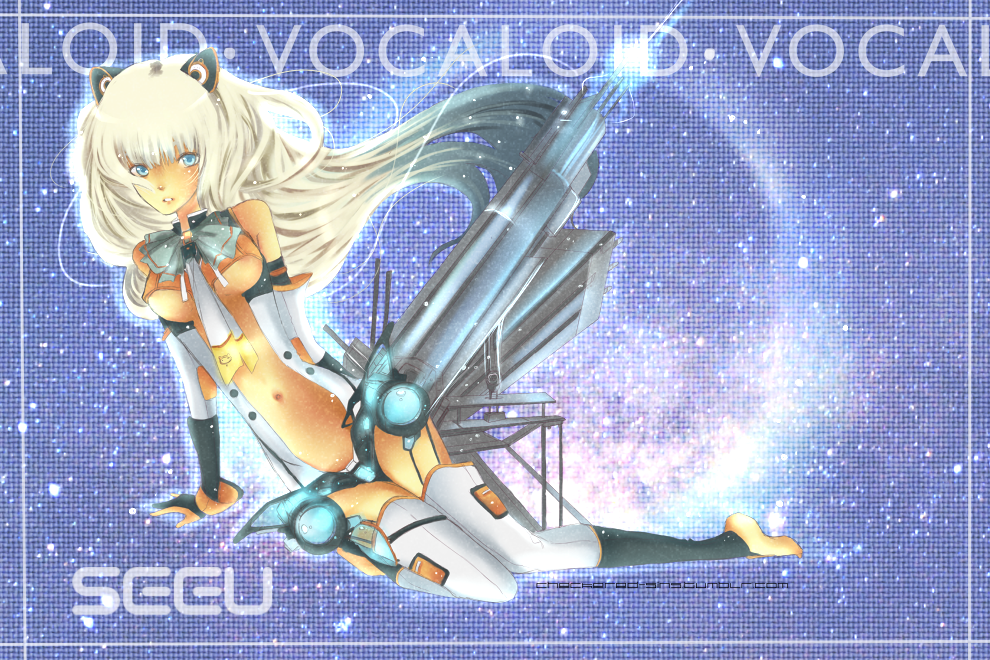 animal_ears bad_id bad_pixiv_id banned_artist blue_eyes cat_ears gloves long_hair mich_wing seeu solo thighhighs vocaloid