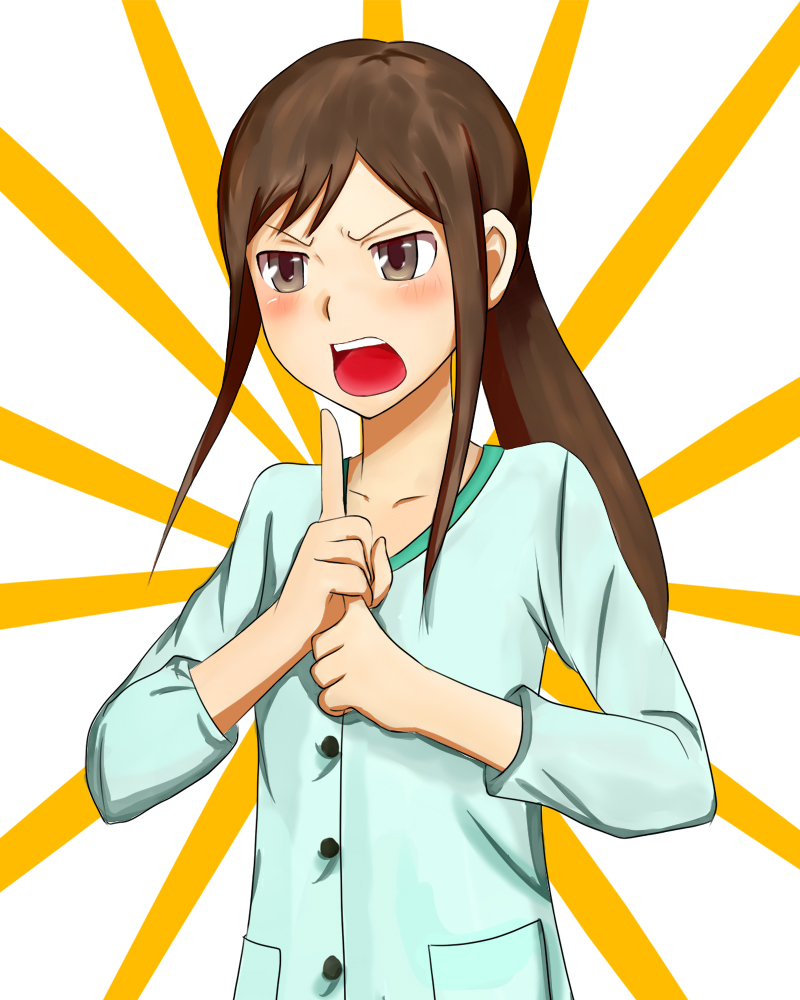 brown_eyes brown_hair hanasaku_iroha kakeru1234 long_hair open_mouth solo tsurugi_minko