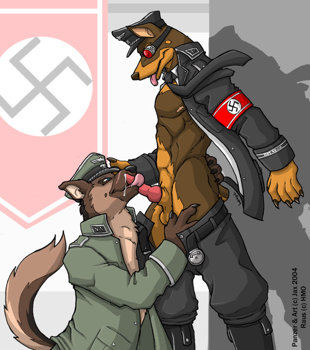 armband boots canine cum dog duo eyewear fellatio gay german goggles jax_the_bat male mammal nazi necktie oral oral_sex panzer penis sex standing swastika tongue tongue_out uniform