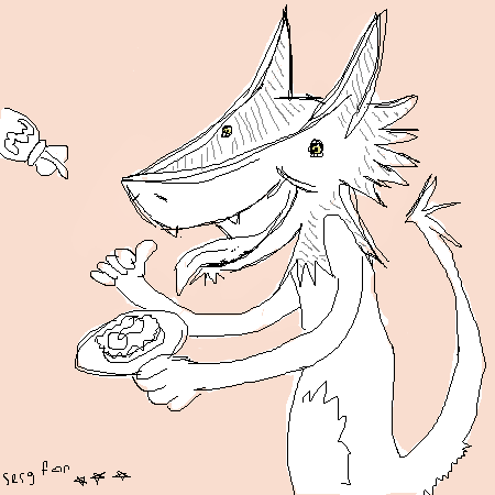 ears eyes fangs fingers food nostrils oekaki plate sergaelic sergal tail teeth thumbs_up tongue