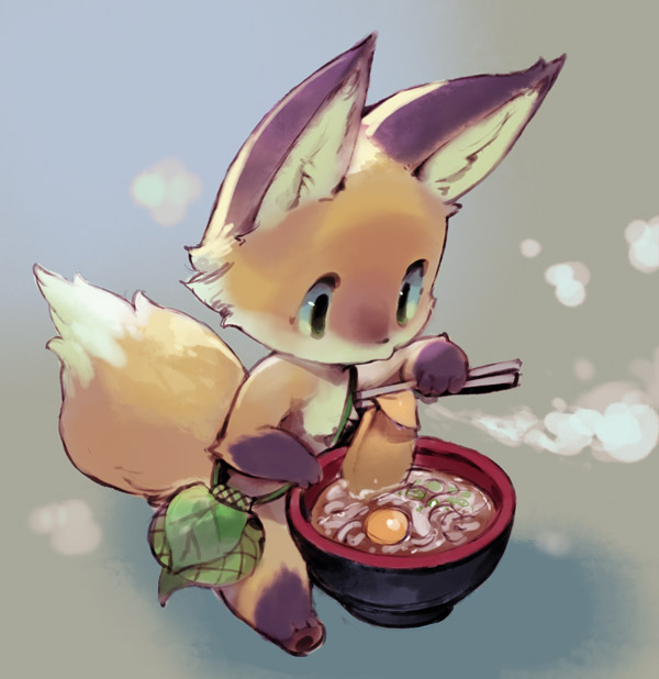 canine chopsticks cute food fox male mammal murayama ovopack sitting solo
