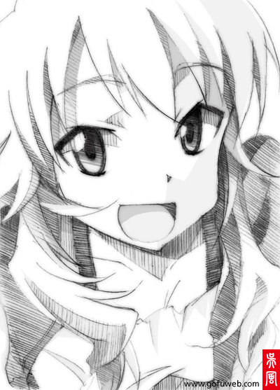 :d gofu greyscale hoshii_miki idolmaster idolmaster_(classic) long_hair monochrome open_mouth sketch smile solo spot_color traditional_media
