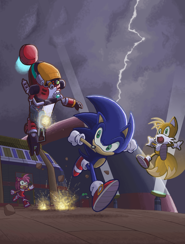 blue blue_body blue_hair canine dress e_122_psi female flying fox gamma green_eyes hair hedgehog machine male mammal mechanical miles_;prower miles_prower multiple_tails orange orange_body pink pink_hair ranged_weapon red robot running sega shoes sonic_(series) sonic_adventure sonic_the_hedgehog tail thunder weapon