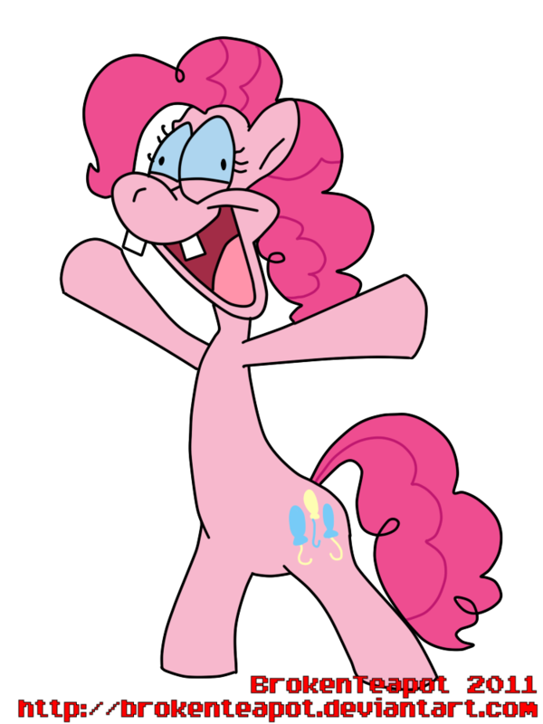 blue_sclera brokenteapot buckteeth crossover cutie_mark equine female friendship_is_magic fur hair happy horse mammal my_little_pony open_mouth pink pink_body pink_fur pink_hair pinkie_pie_(mlp) pinky pinky_and_the_brain pony retarded solo tail