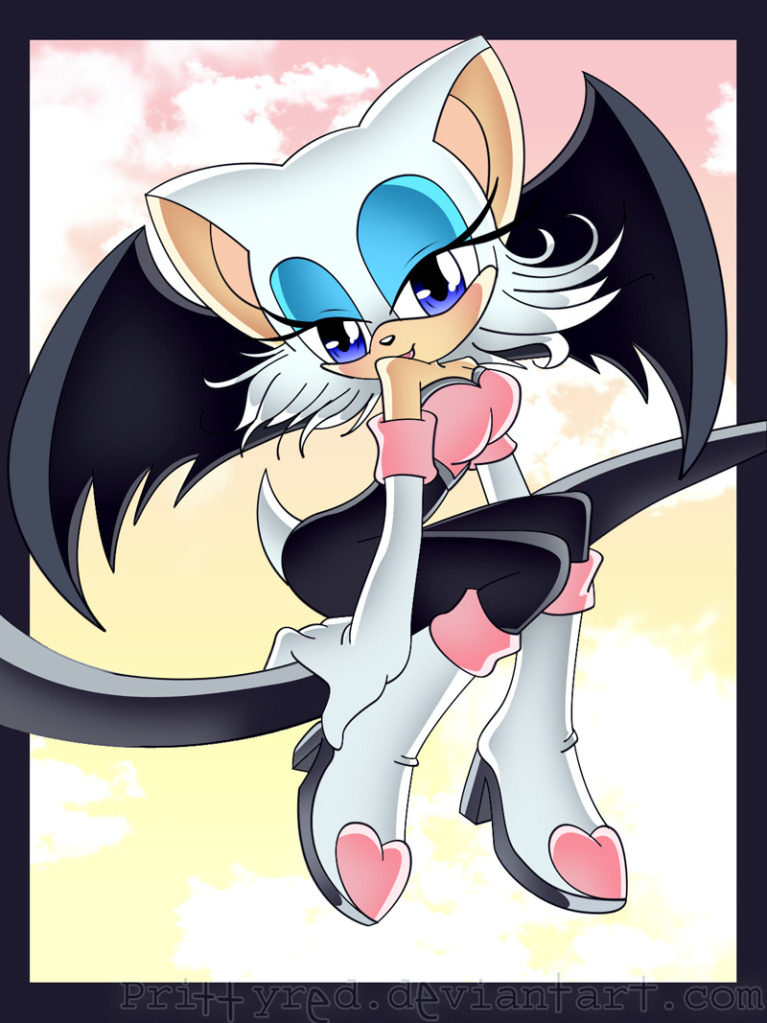 blue_eyes boots female gloves hair half-closed_eyes looking_at_viewer mammal prittyrea rouge_the_bat sega sitting solo sonic_(series) tail white white_clothing white_hair wings