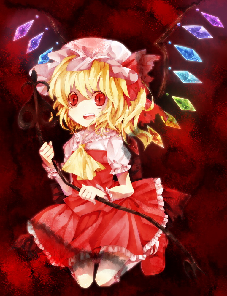 bad_id bad_pixiv_id blonde_hair everina flandre_scarlet red_eyes solo touhou wings