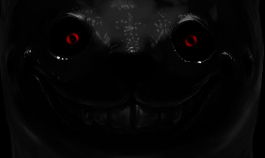black_body black_sclera creepy darkness front_view glowing glowing_eyes grin looking_at_viewer nightmare_fuel nintendo original pikachu pixiv_thumbnail pok&#233;mon pok&eacute;mon rape_face reaction_image red_eyes smile solo soul_devouring_eyes teeth unknown_artist video_games what where_is_your_god_now