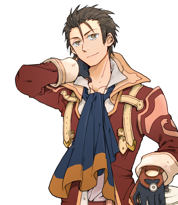 alvin_(tales) bad_id bad_pixiv_id brown_eyes brown_hair cravat dokkoi_shouichi gloves hair_strand long_sleeves male_focus scarf smile solo tales_of_(series) tales_of_xillia