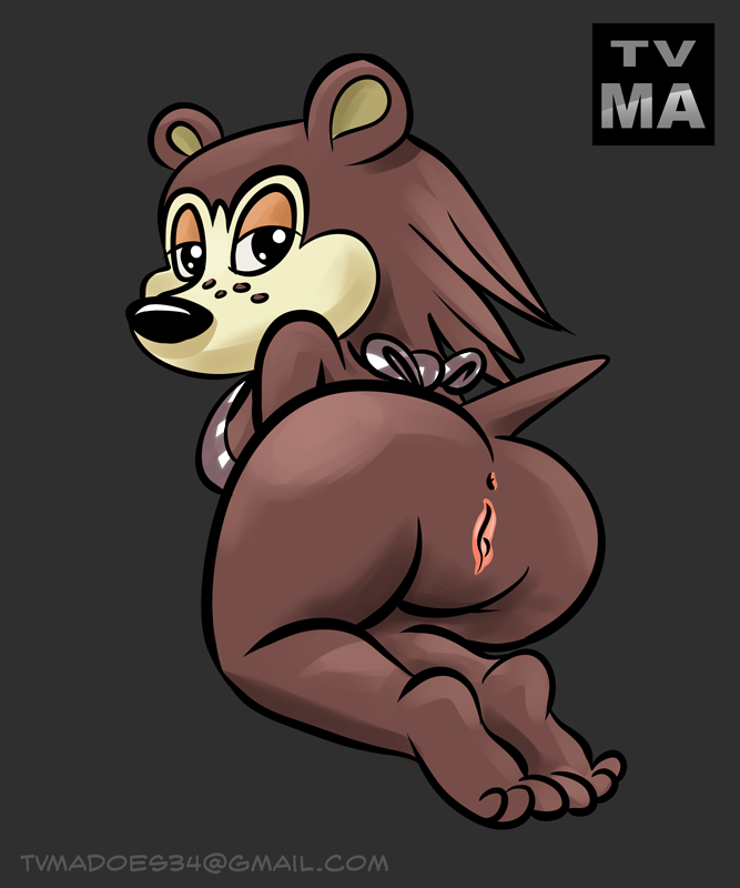 animal_crossing anthro anus apron barefoot big_butt bow breasts brown_fur brown_hair butt female freckles fur hair half-closed_eyes inviting looking_at_viewer looking_back mammal naked_apron nintendo nude porcupine presenting presenting_hindquarters pussy rodent sable sable_able side_boob solo tan tvma video_games wide_hips