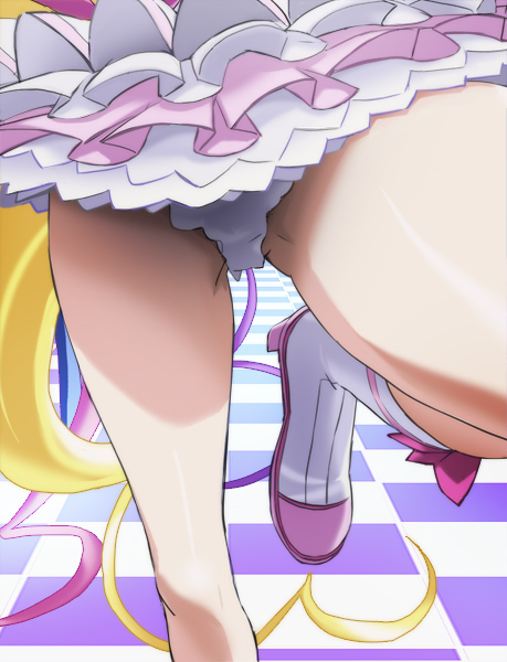 boots cure_rhythm haruyama_kazunori knee_boots layered_skirt long_hair minamino_kanade miniskirt panties pantyshot partially_visible_vulva pink_skirt pleated_skirt precure skirt solo suite_precure thighs underwear upskirt very_long_hair