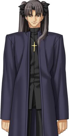 fate/stay_night fate_(series) fusion kotomine_kirei lowres male_focus parody priest solo toosaka_rin