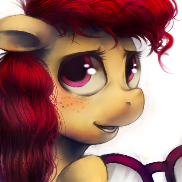 equine eyewear female feral freckles friendship_is_magic glasses hair hasbro horse mammal my_little_pony pony red_hair smile solo twist_(mlp)