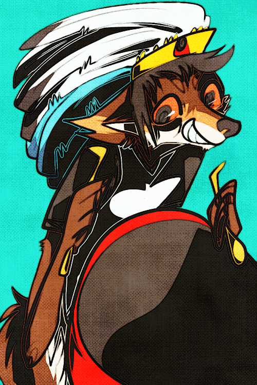 anthro canine clothed clothing drum drumstick feather fox headdress indian looking_at_viewer mammal solo standing