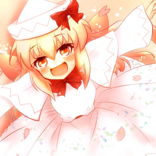 blonde_hair blush hat lily_white petals red_eyes shize_(coletti) solo touhou wings