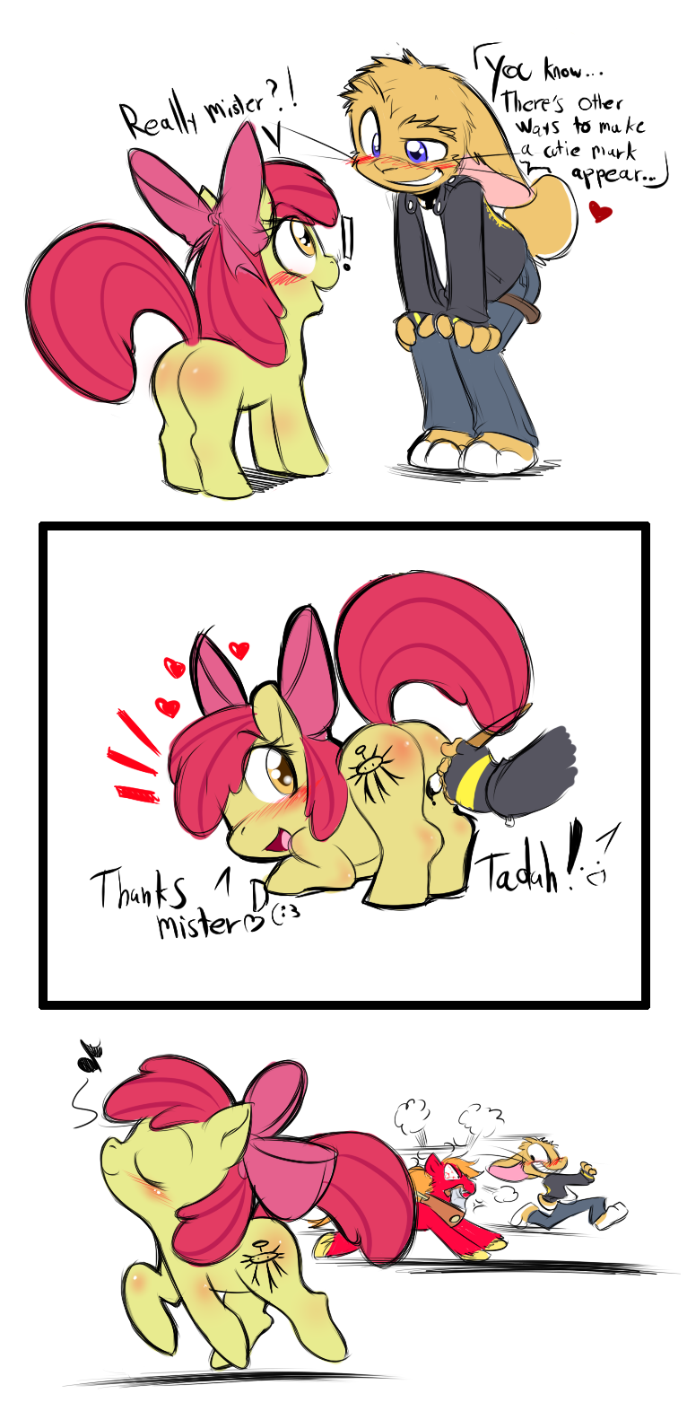 &lt;3 (:3 0r0 0r0ch1 angry anthro apple_bloom_(mlp) applebloom_(mlp) ass_up big_macintosh big_macintosh_(mlp) bloodshot_eyes blue_eyes blush brother butt cartoon chasing cocked_eyebrow comic cub cute cutie_mark defensive dialog dialogue draft_horse english_text equine eyes_closed female feral foal friendship_is_magic grin hair hair_bow hooves horse humor innocence innocent innuendo inviting lagomorph looking_back male mammal marked musical_note my_little_pony orange_eyes orange_hair plain_background pony prancing presenting presenting_hindquarters rabbit rage raised_tail red red_hair running sibling sister smile text walking what_a_twist white_background yellow yellow_body young