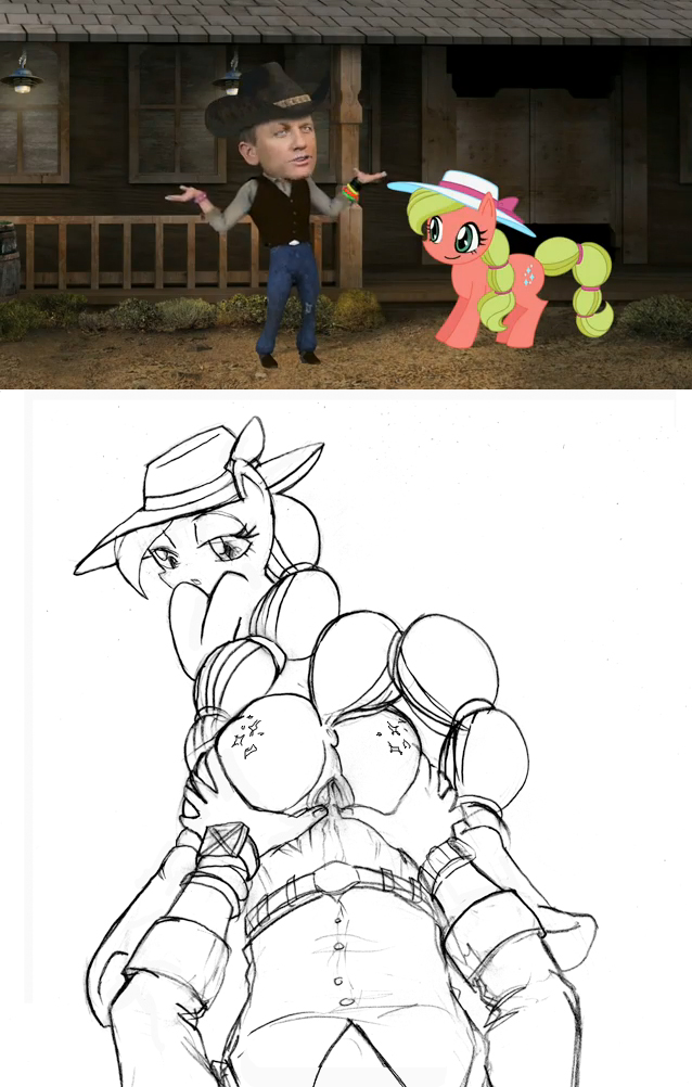 bestiality daniel_craig equine female feral friendship_is_magic hasbro hat horse human interspecies mad_(series) male mammal maplejack_(mlp) my_little_pony pony pussy sketch tail unknown_artist