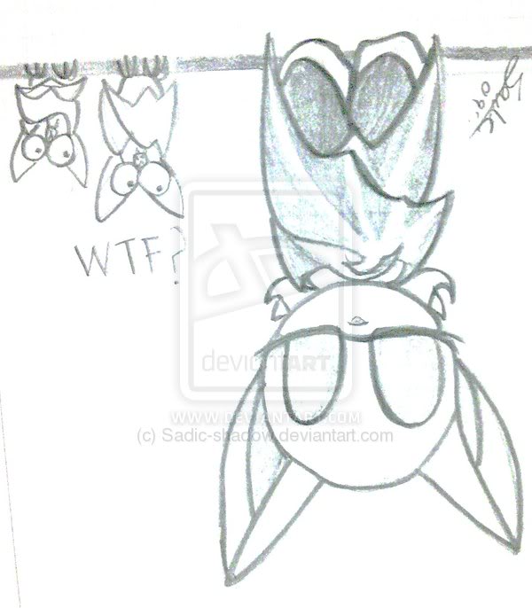 annoying_watermark bat black_and_white english_text eyes_closed female feral mammal monochrome rouge_the_bat sadic_shadow sega shocked sleeping sonic_(series) text upside_down watermark wings