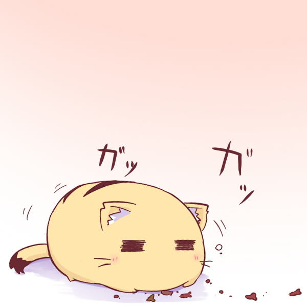 animal cat cat_focus chibi eating fat hazuki_ruu kuzuneko no_humans original