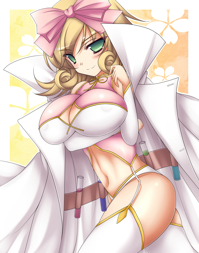 artist_request blush breasts cape character_request cleavage large_breasts smile