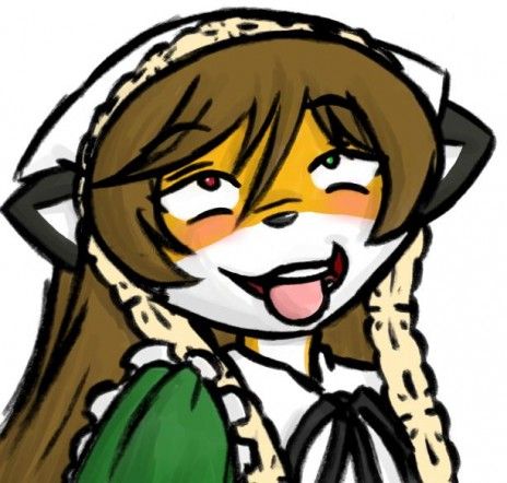 ahegao canine dress female fox heterochromia meme