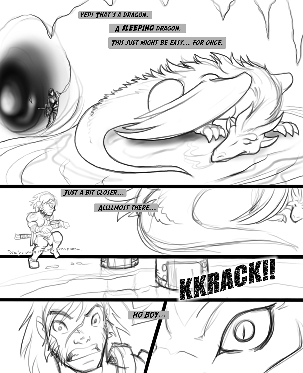 armor claws comic dragon english_text horn human magic mammal monochrome raus_(recklessarts) recklessarts rika_(recklessarts) scalie sleeping sword tail text weapon wings