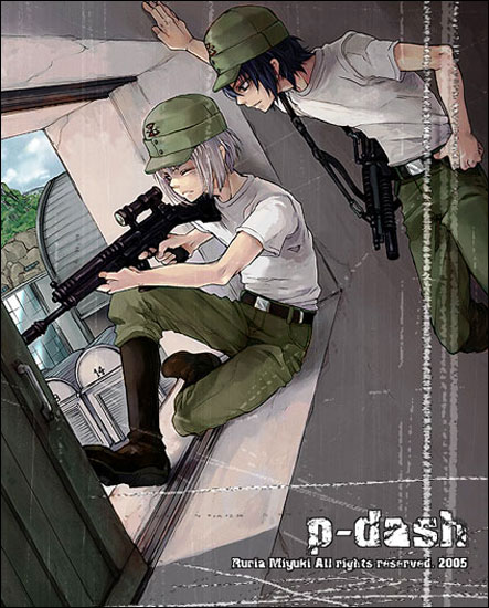 aiming arm_support assault_rifle athrun_zala belt black_hair boots dated dutch_angle grenade_launcher gun gundam gundam_seed hand_on_hip hangar hat indoors m203 m4_carbine military military_hat military_uniform miyuki_ruria multiple_boys one_eye_closed rifle scope shirt short_hair signature sitting symbol t-shirt underbarrel_grenade_launcher uniform weapon white_hair window yzak_joule