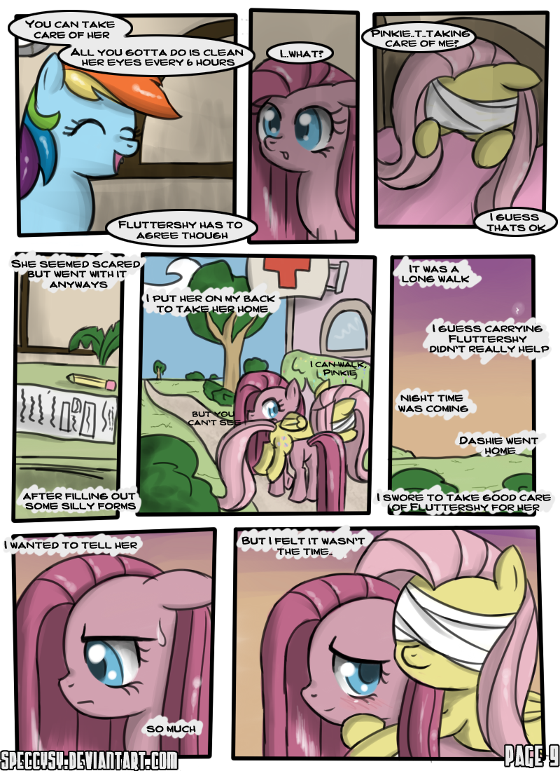 blue_eyes comic cutie_mark dialog dialogue english_text equine female feral fluttershy_(mlp) friendship_is_magic hair horse lesbian mammal my_little_pony pegasus pink_hair pinkamena_(mlp) pinkie_pie_(mlp) pony rainbow_dash_(mlp) speccysy straight_hair text wings wounded