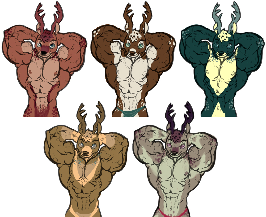 abs cervine color deer furry_(artist) hair horn looking_at_viewer male mammal muscles nude redsilver smile solo